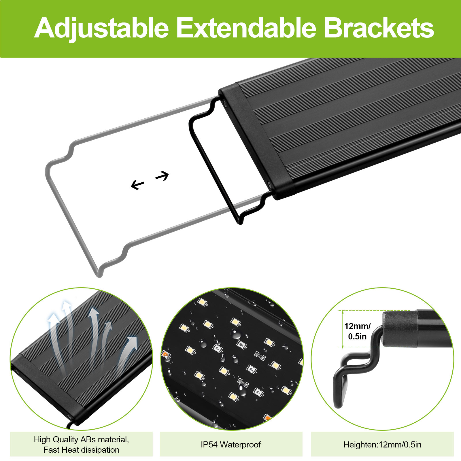 30-60cm- tommers akvarium dimbar belysning led-lys med timer og av/på-minnefunksjon fisketank plantevekst lys 100-240v