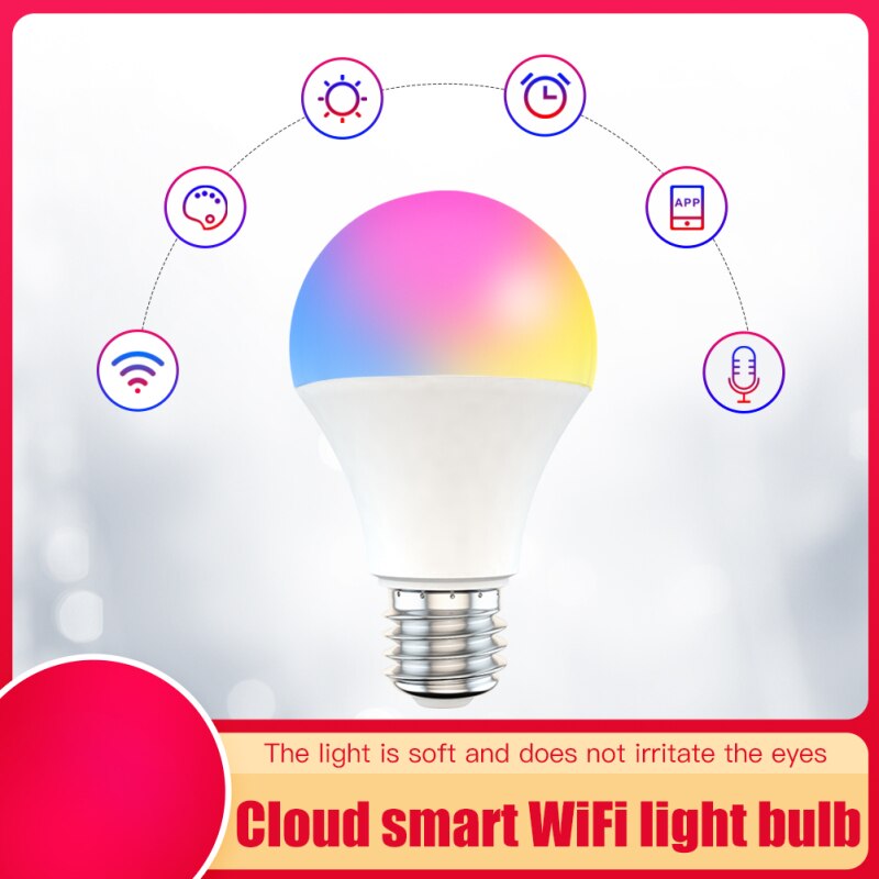 15W WiFi Smart Light Bulb E27 B22 Dimmable RGB+CCT 85-260V Smart Light Bulb Voice Control Work With Alexa Google Home Smart Home