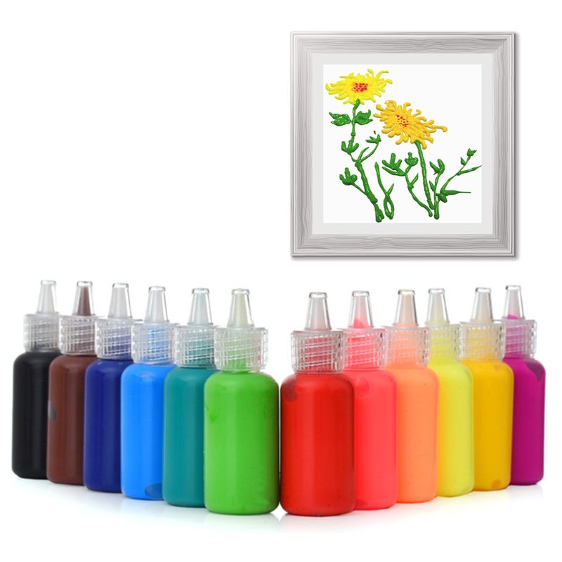 1 Set 6/12Colors 3D Acrylic Pigment Watercolor Paint Drawing Art DIY Handmade Painting Tool Supplies