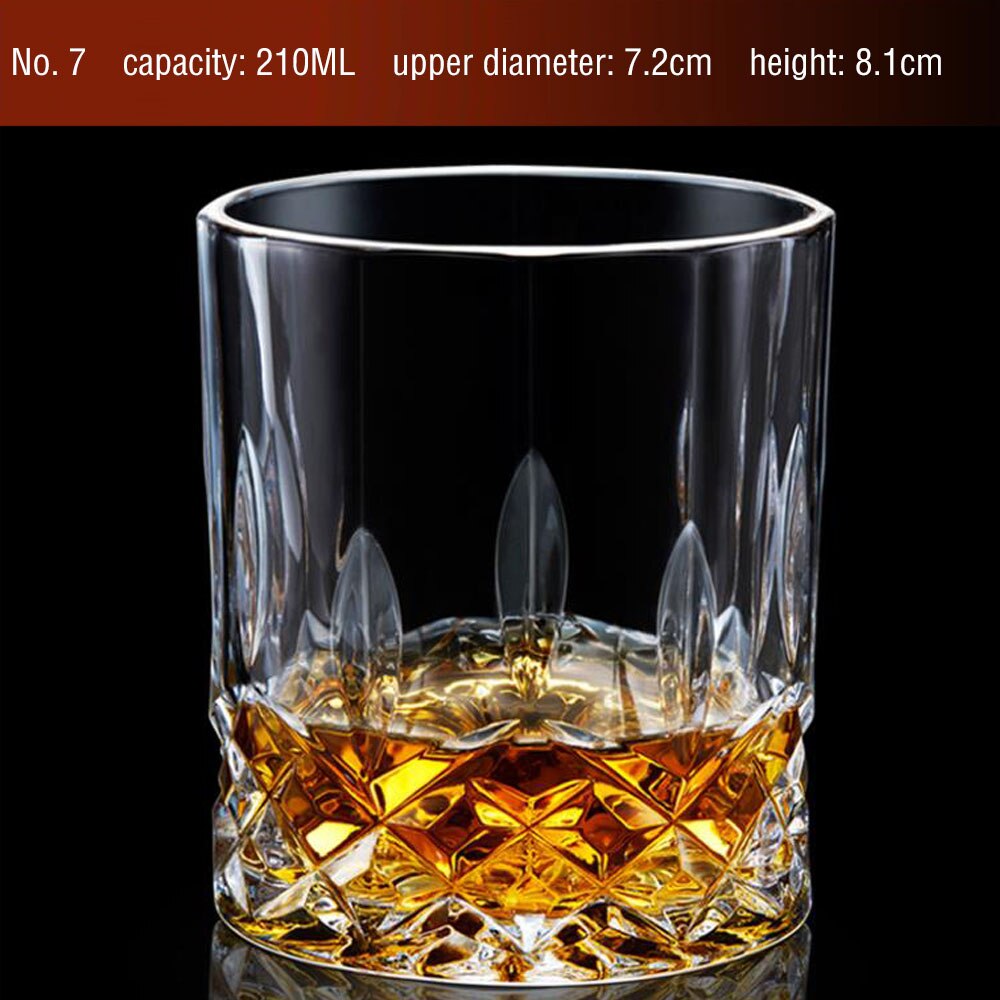 Transparent Whiskey Crystal Wine Glass Lead-free Heat Resistant Beer Brandy Vodka Containers Multi Pattern Drinkware Bar Bottle: G