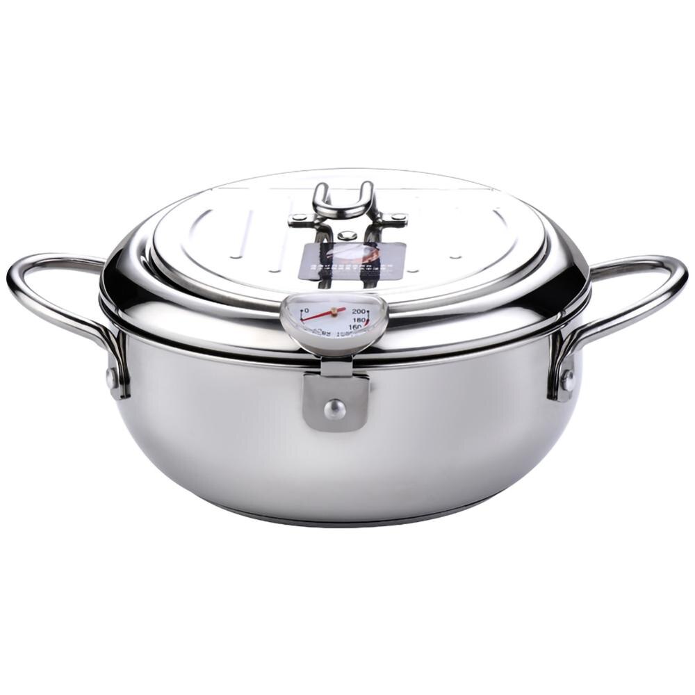 Pentola Friggitrice In Acciaio Inox 3L - Con Cestello E Coperchio Trasparente