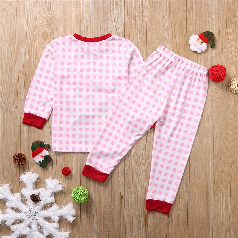 Kinderkerstpyjama's thuisserviceset peuter babyjongen meisje kerstman geruite tops + broek pyjama's nachtkleding outfits  #3 o 15