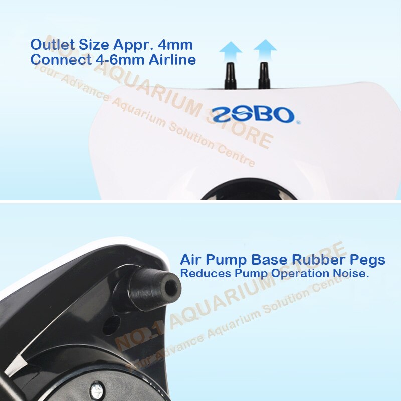 SOBO Silent Aquarium Air Pump Oxygen Pond Aerator Water Fish Tank SB-830A SB-860A 5W/10W Authorized Dealer