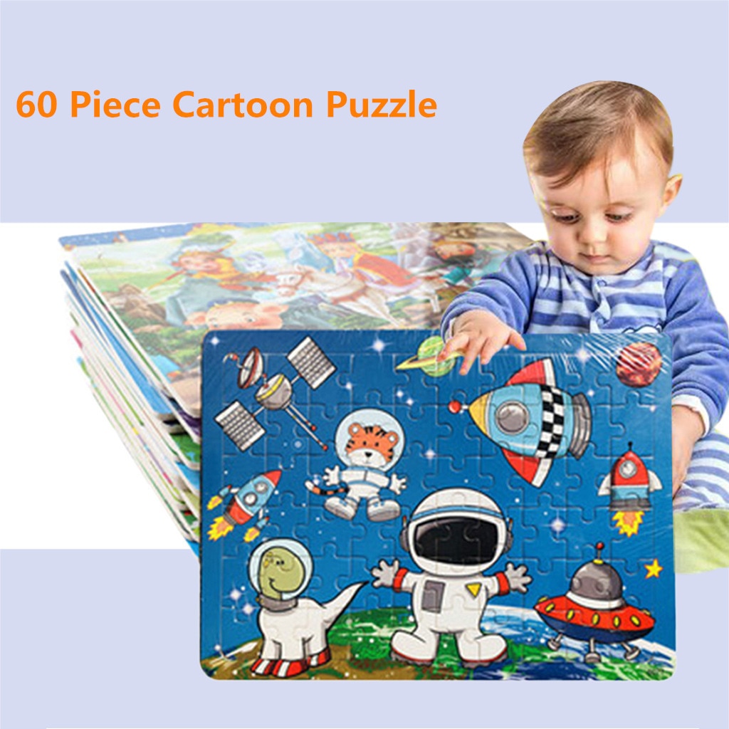 60 Piece Cartoon Puzzle Children Educational Toys Wooden Baby Kids Training Toy children toys puzzel kinderen #PY20