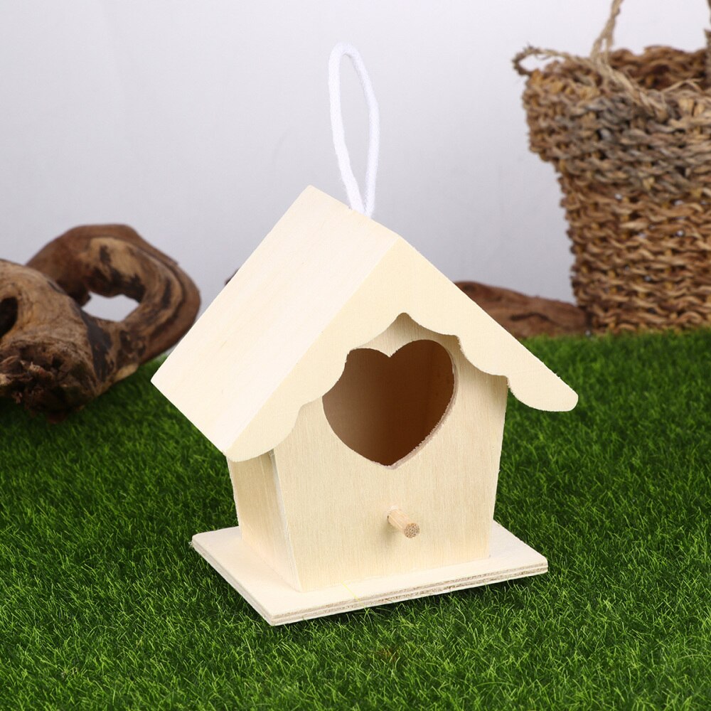 1pc Bird Nest Wooden Bird Nest Hanging Birds Living Place House Shape Bird Nest Wooden Hanging Bird Nest