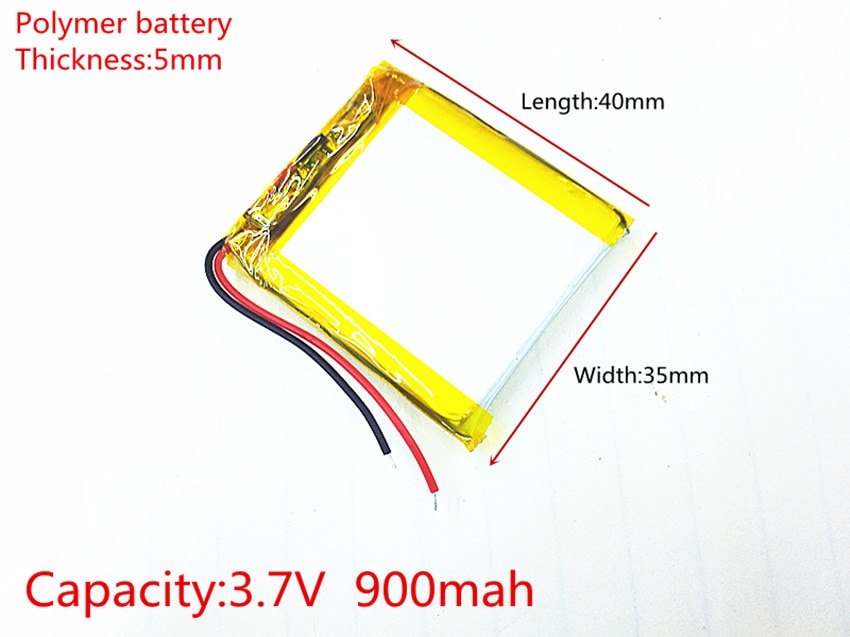 Polymer battery Thickness:5mm Width:35mm Length:40mm Capacity:3.7V 900mah For Mp3 MP4 MP5 GPS PSP mobile bluetooth