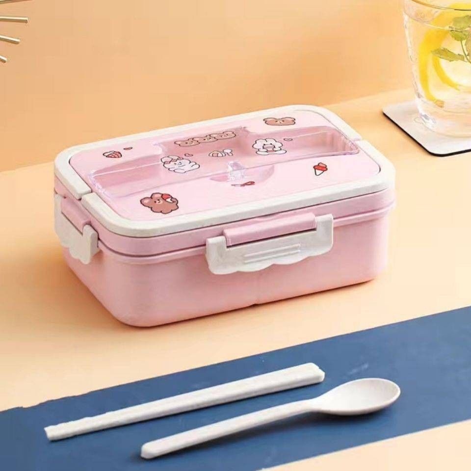 Ins Kawaii Sticker Organizer Lunchbox Container Met Cover Compartiment Opslag Ontbijt Dozen Student Voedsel Box Set