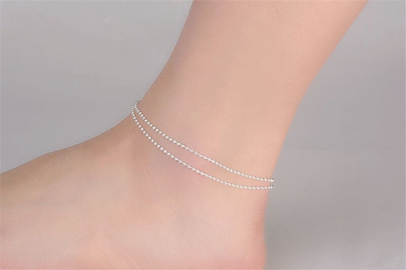 Everoyal Charm Anklets Silver Jewelry For Women 925 Sterling Silver Anklet Female Accessories Double Layers Ankets Girls