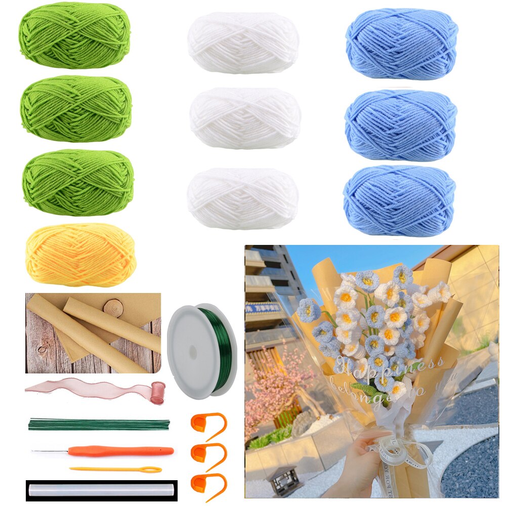 TPRPYN lilie der tal Strauß Häkeln Bausatz mit garn DIY Blumen Häkeln Bausätze betroffen Dame tränen handmake anfänger: RW23-3 20-3 12-3 1