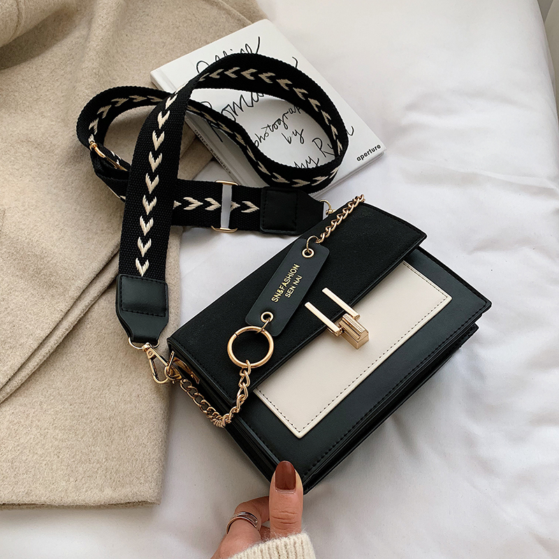 mini handbags women ins ultra fire retro wide shoulder strap messenger bag purse simple style Crossbody Bags