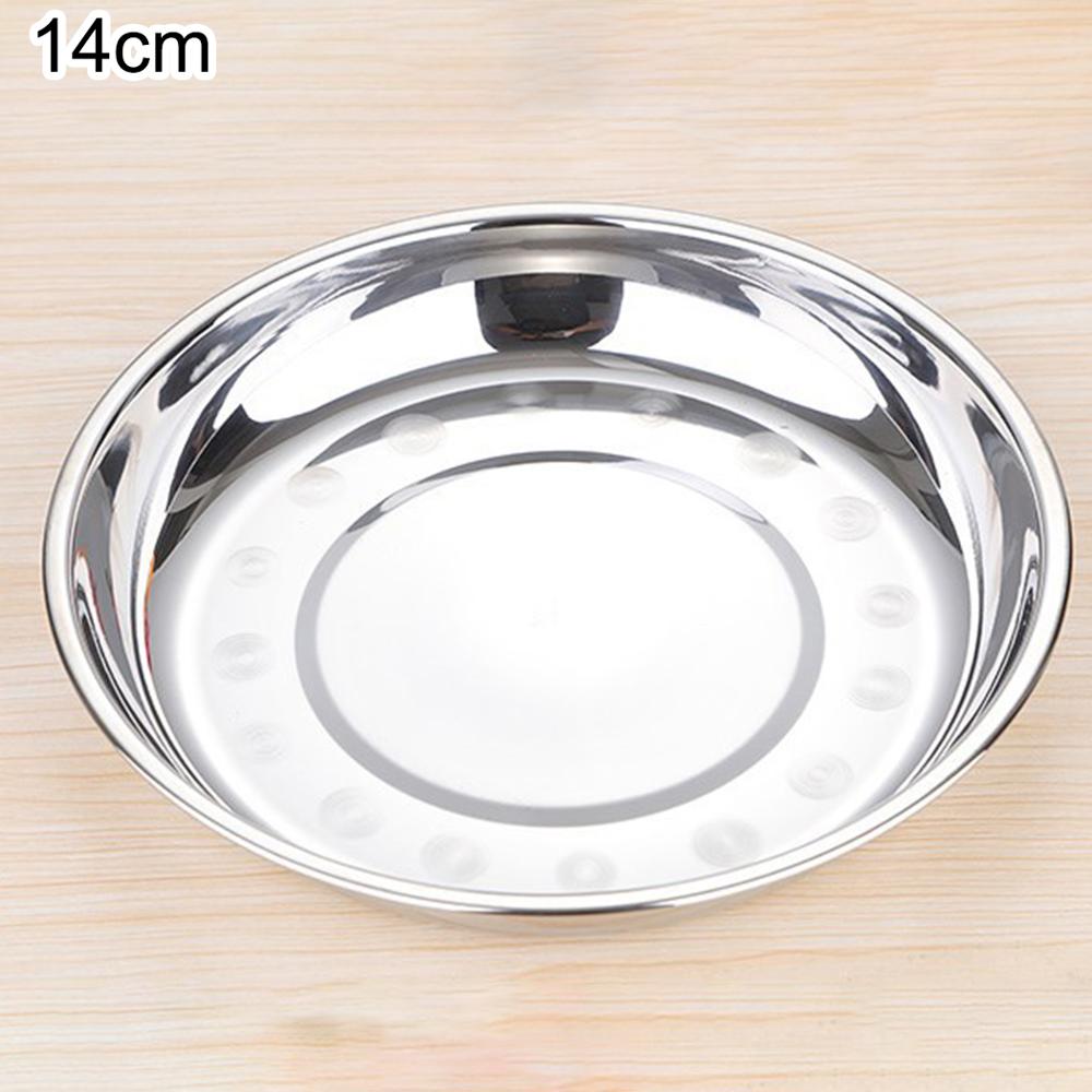 14-28cm Stainless Steel 304 Round Plate Household Cooking Plate Seasoning Barbecue Plate: 14CM