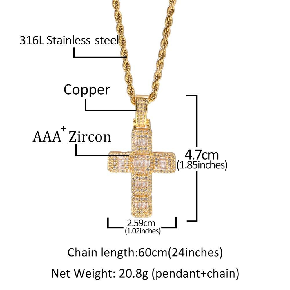 Hiphop kruis ketting dames ketting koper met cz hanger ketting klassieke persoonlijkheid jezus kruis hiphop sieraden voor