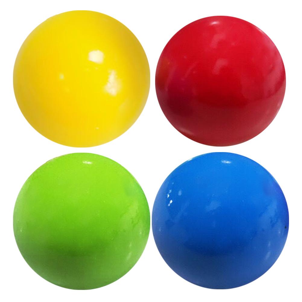 Sticky Wall Ball Wall Sucking Ball Funny Decompression Ball For Adults Relieve Stress Ease Emotions Exercise Baby Cognitive: 4 Color