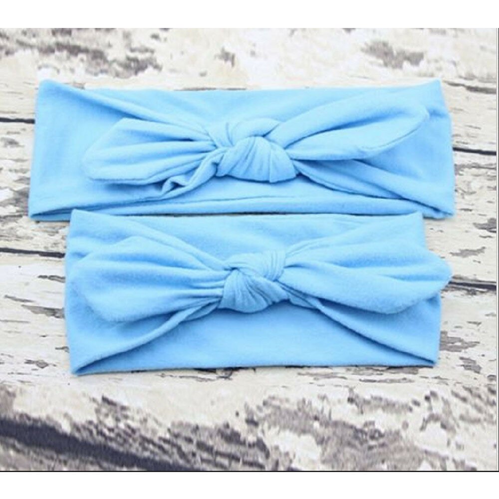 2PCS Mama & Baby Headband Headwear Toddler Girls Mommy and Me Elastic Bow Knotted Turban Hair Band Princess Bow hair accessories