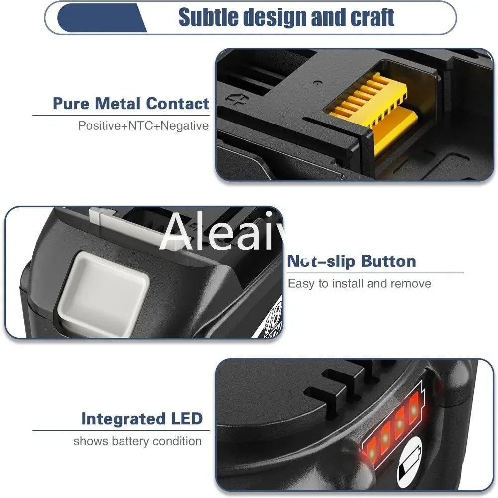 [BL1830 9.0Ah] Batería de iones de litio de repuesto de 18 V Compatible con batería Makita de 18 voltios BL1860 BL1840 BL1850 herramientas eléctricas inalámbricas