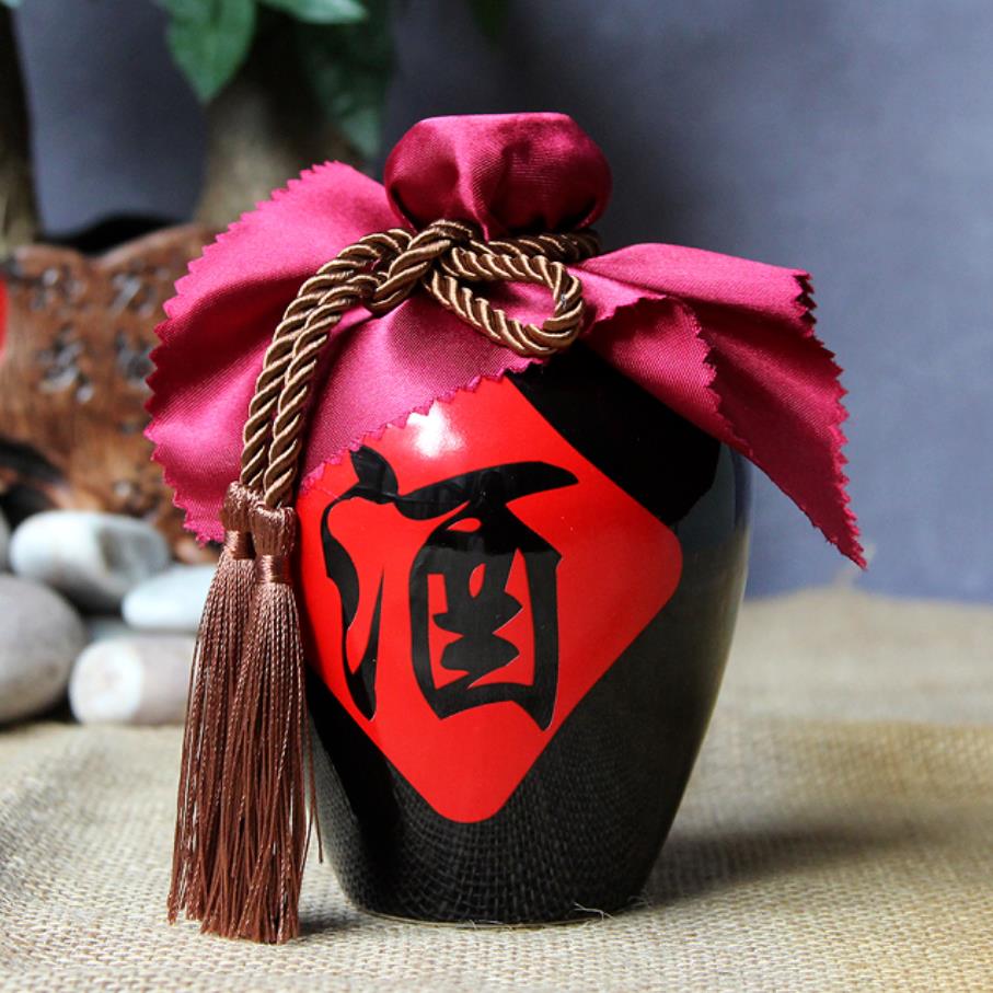 500ml Retro Wine Bottle Collection Collect Ceramics Chinese Style Empty Bottle Self-brewed Wine Preservation Dust-proof E11691: B