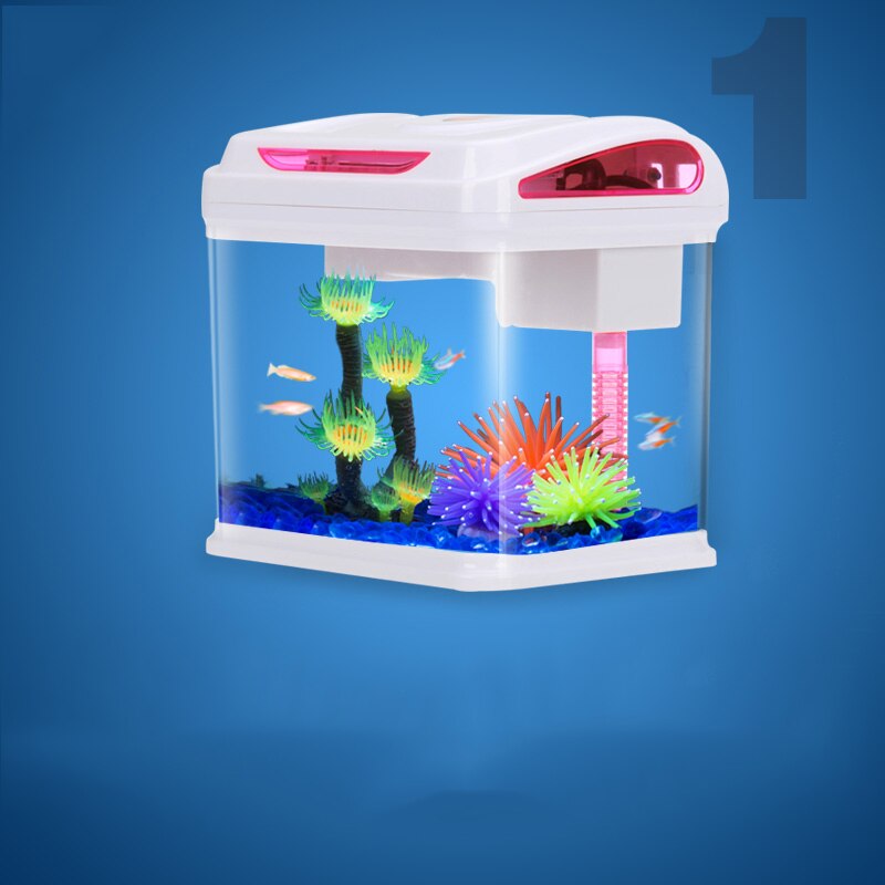 Kleine Aquarium Aquarium Creatieve Sier Acryl Aquarium Gold Fish Tank Mini Ecologische Landschap Fish Tank: Color-B