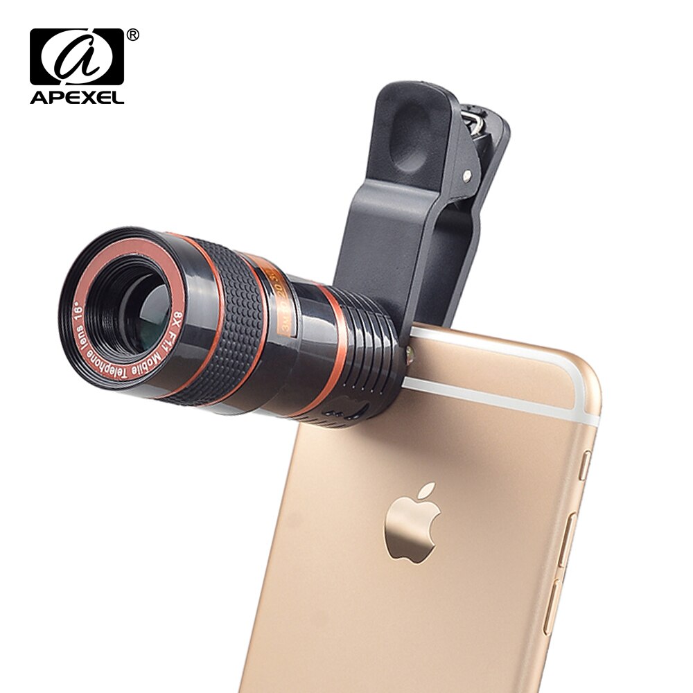 Apexel Universele 8X Zoom Optische Phone Telescoop Draagbare Mobiele Telefoon Tele Camera Lens Voor Iphone 11 X Samsung Smartphone