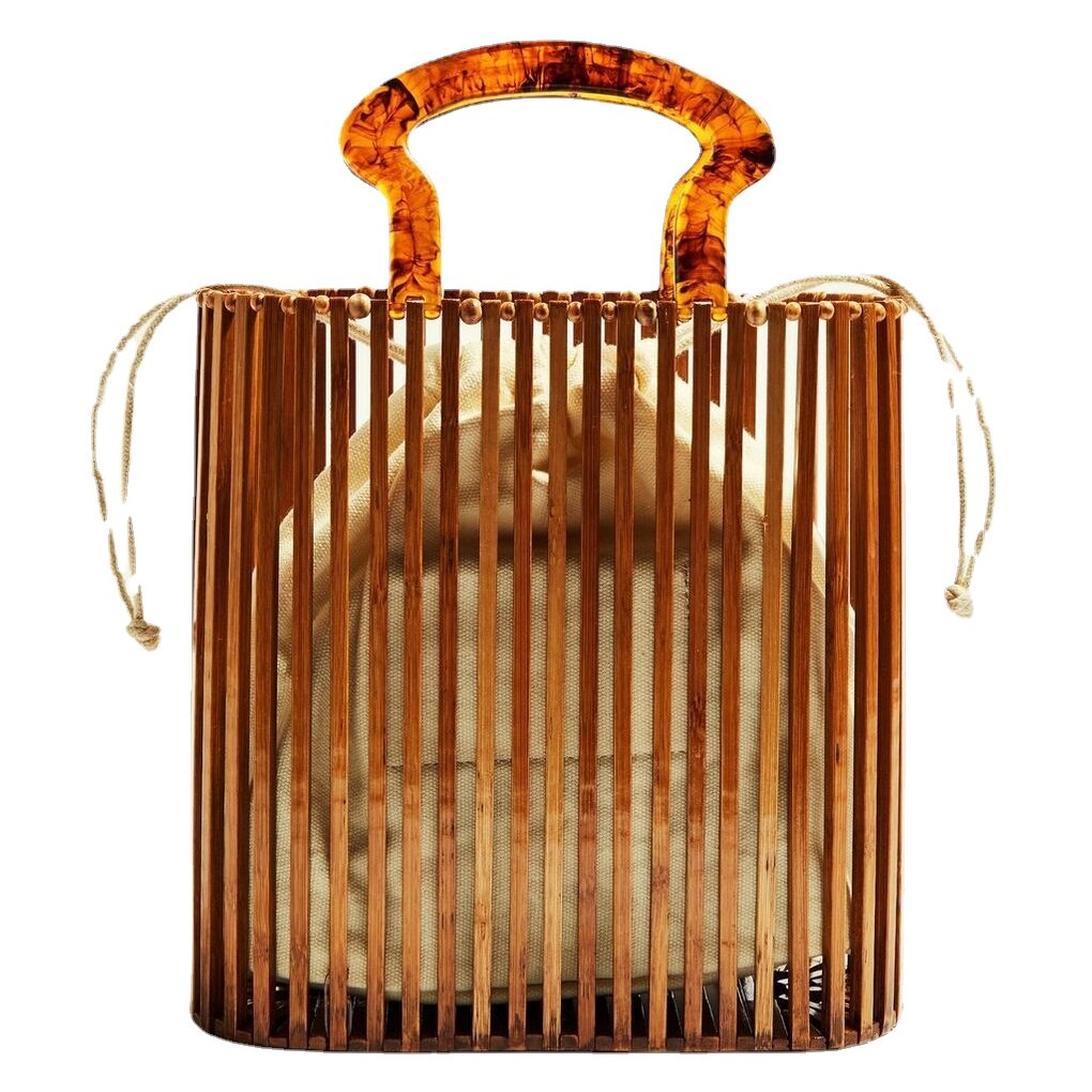 Hand gewebte Körbe frauen Taschen Strand Stroh Tasche Einfache Weibliche Bambus Handtasche Mini Suitacase für Frau Kosmetische Veranstalter
