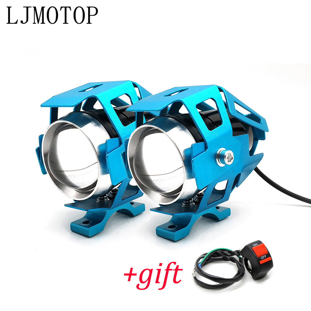 Motorcycle LED headlights U5 12V Decorative lamp Spotlight For HONDA CB650R CBF1000/A CB600F CBF600/SA CB125R CBR600F: B-blue-a pair