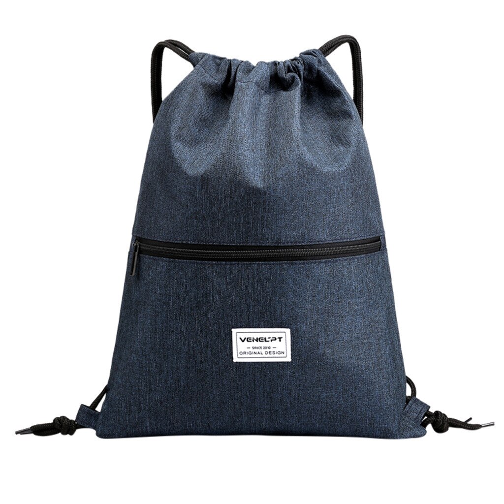 unisex Wasserdichte Reißverschluss Bündel Seil Rucksack Frauen Männer Schnur Reise Sport Rucksack Oxford Schule Einkaufstasche Bolsa Feminina35: dunkel blau