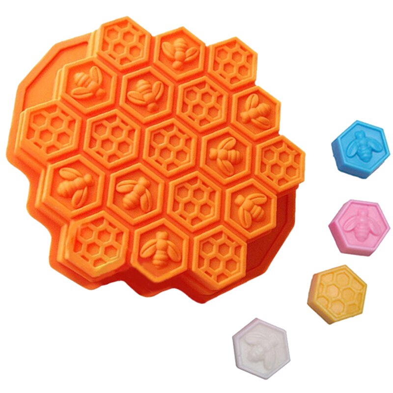 Molde de silicona con forma de abeja para hornear, 19 celdas, para pastel, Chocolate, vela, jabón, glaseado, DIY, cera de abejas, utensilios para hornear