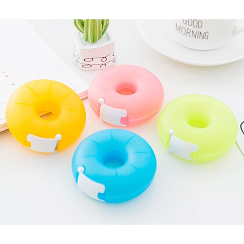 Usynlig tape cutter tegneserie tape dispenser korea bærbar donut tape holder brevpapir med lille tape indeni