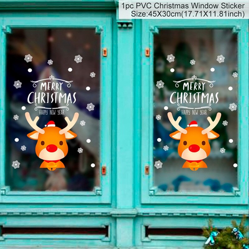 QIFU-pegatina de pared de Feliz Navidad para el hogar, decoración navideña de vidrio para ventana, sala de estar, pegatinas de Feliz Año , 2024, 2025: Rojo