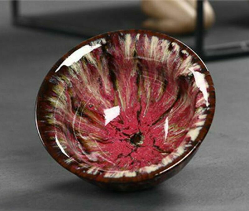 China porcelain DEHUA fambe Tenmoku glaze tea cup bowl JIANZHAN Red