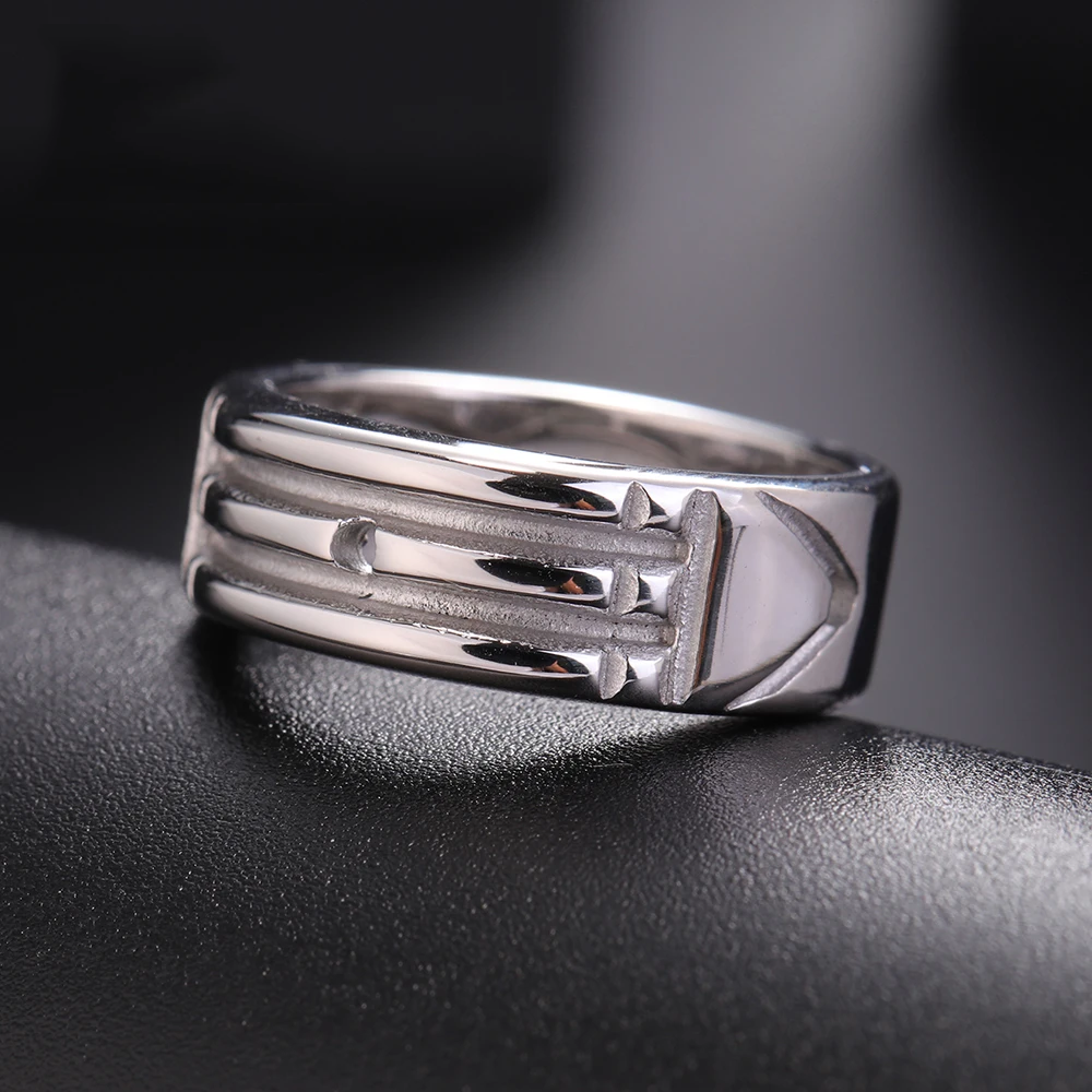 Teamer-Anillo ancho geométrico de acero inoxidable para mujer y hombre, pareja, minimalista, Color plateado, joyería de compromiso