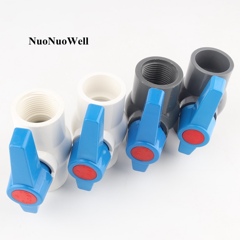 1pc 32mm PVC Ball Valve 1" Female Thread Globe Valve Garden Irrigation Water Pipe Connectors Aquarium Tank Adapter Blue Handle
