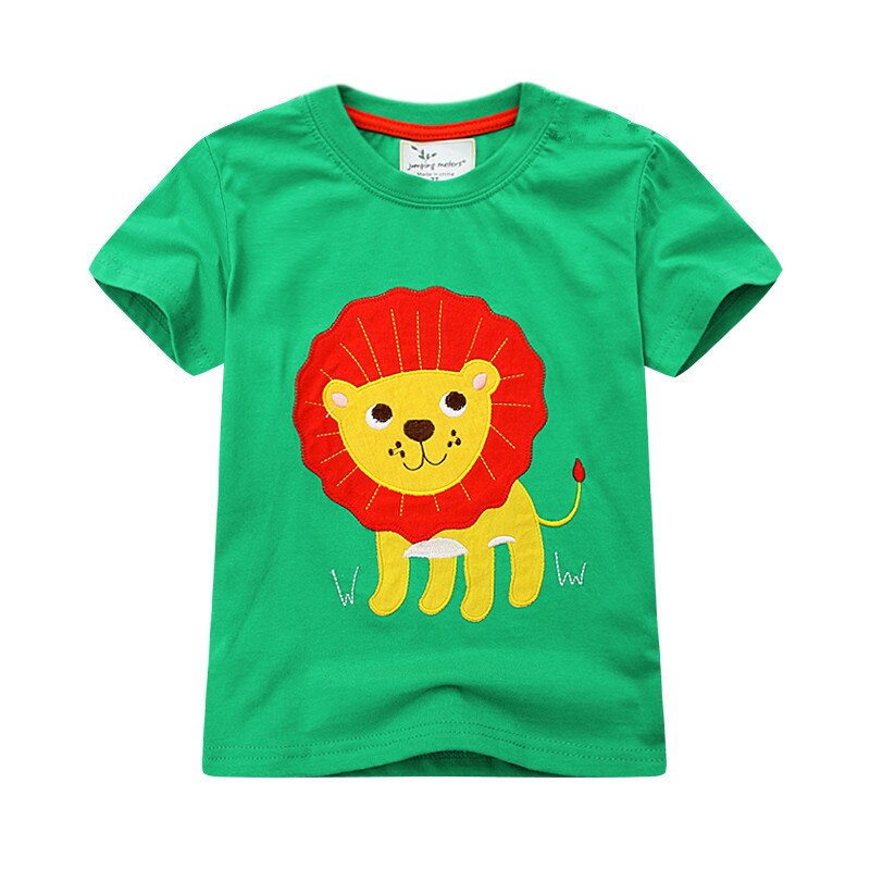 T-shirt à manches courtes bébé garçon fille, en coton, mignon, vêtement d'été avec applique lion