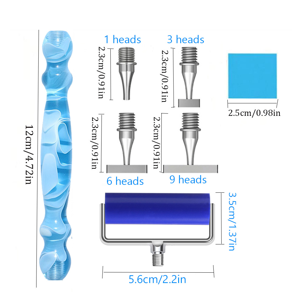 Kit de bolígrafo de punto con cuentas para pintura de diamante, ergonómico, con hilo delgado, acero inoxidable, cabezales de bolígrafo de Metal, accesorios de herramientas