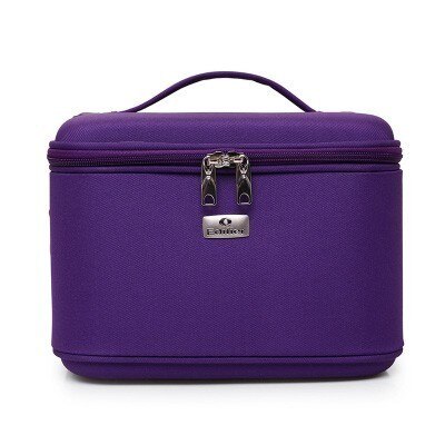 Make Up Bag Women Shoulder Cosmetic Case Female Beauty Brush Waterproof Makeup Box Toiletry Suitcases: L purple