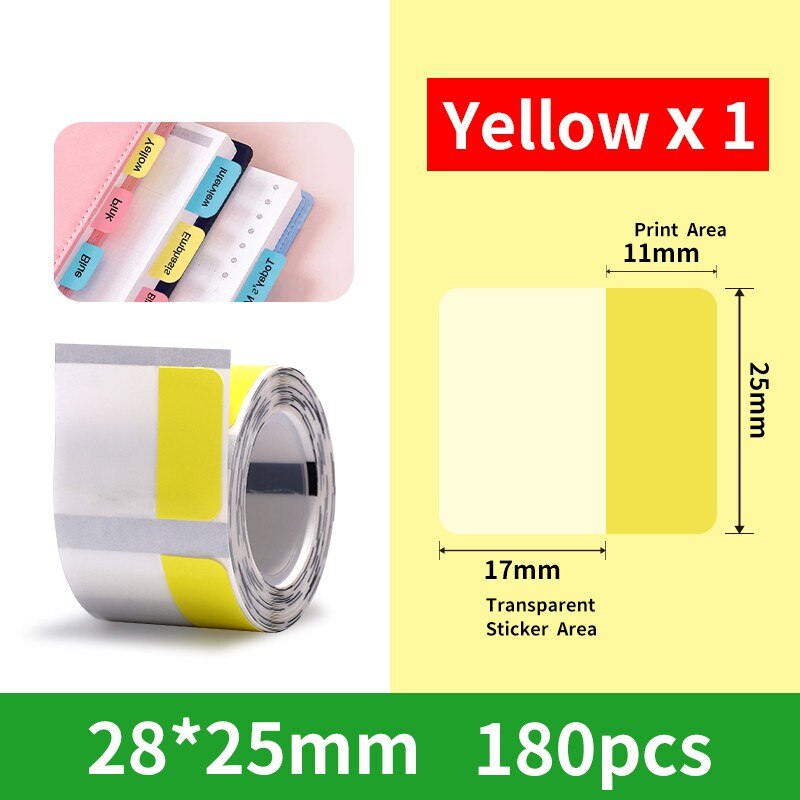 Niimbot B21 Bookmark Papier Marks Stickers Label Papier Waterdicht Naam Etiket Papier: yellow 28x25mm