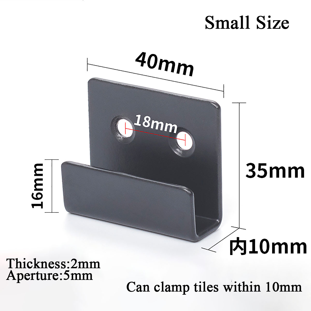 1Pcs Black Stainless Steel Hanging Code Tile Display Wall Fixing Clip Buckle Corner Bracket Hanging Tile Mirror Support Hardware: S (without screw)