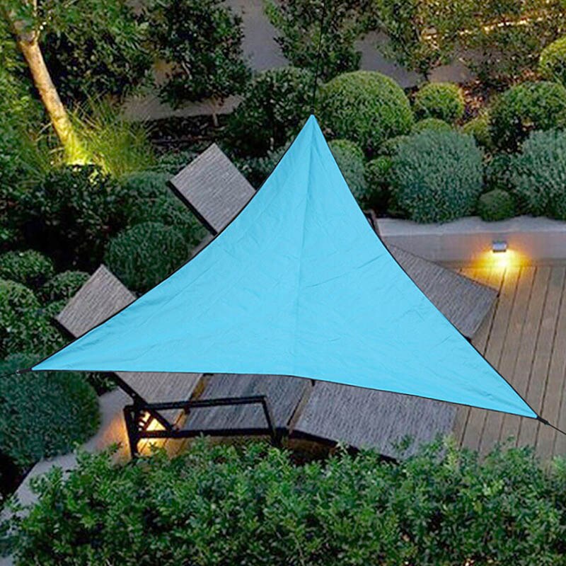 3/4/6m vedenpitävä aurinkosuoja purje patio ulkona katos uv lohko yläkansi kolmikantainen puutarha markiisi suoja aurinkosuoja 3 väriä: Sininen 6 x 6 x 6m