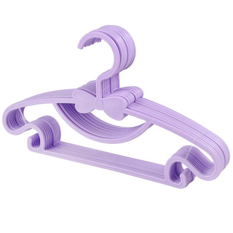 Colgadores de ropa para niños, 10 unidades por lote, de gancho multifunción portátil, estante de secado al aire libre de ropa para niños, perchas de plástico para bebés: Purple