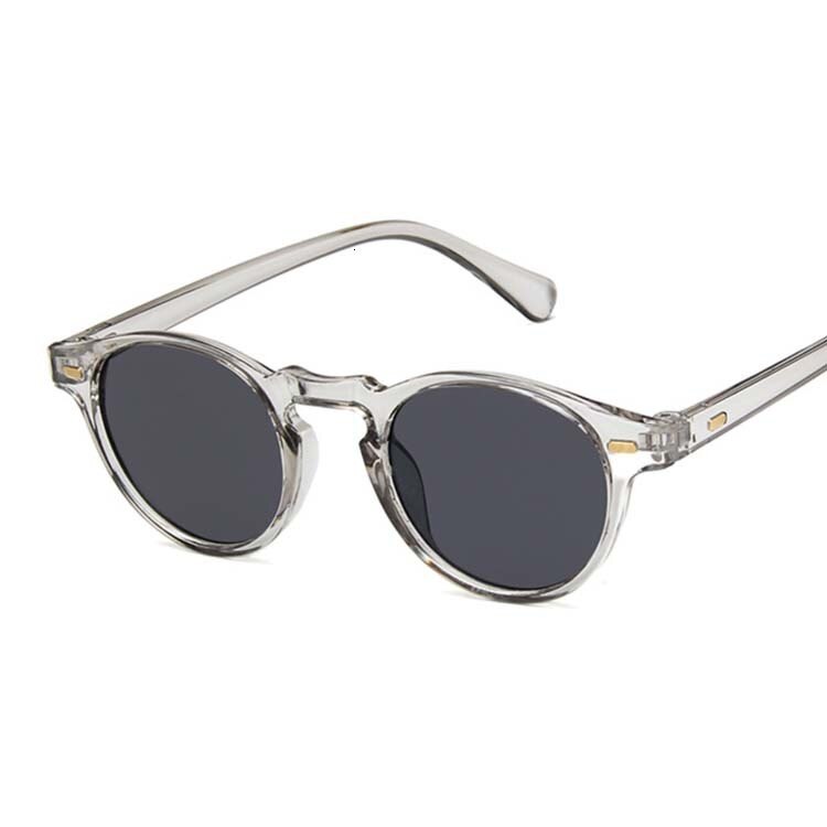 Klassieke Vintage Zonnebril Vrouwen Mannelijke Ronde Cat Eye Zonnebril Vrouwelijke Retro Stijl Luipaard Kleine Frame Oculos De Sol: Trans Gray