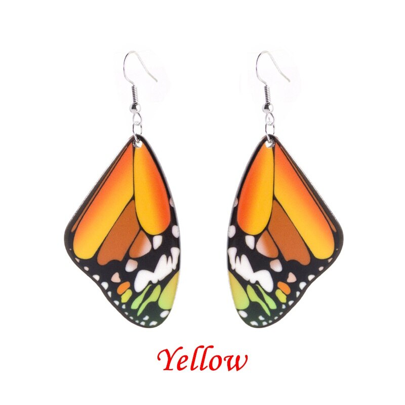 Vrouwen Vleugel Oorbellen Kleurrijke Bridal Moderne Gemstone Dangle Oorbellen Turquoise Vlinder Mode Accessoire: yellow