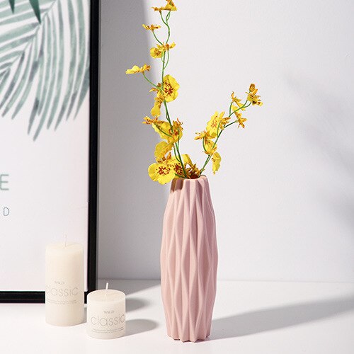 Plastic Bloem Vaas Decoratie Thuis Witte Vazen Imitatie Keramische Vaas Bloempot Decoratie Nordic Stijl Mand Zonder Bloem: E-1