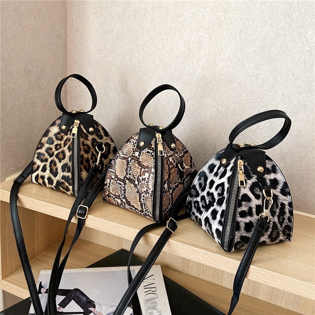 Leopardo bolsas de ombro feminina moda tendência feminina grande capacidade bolsa de ombro de couro bolsa mensageiro ##4