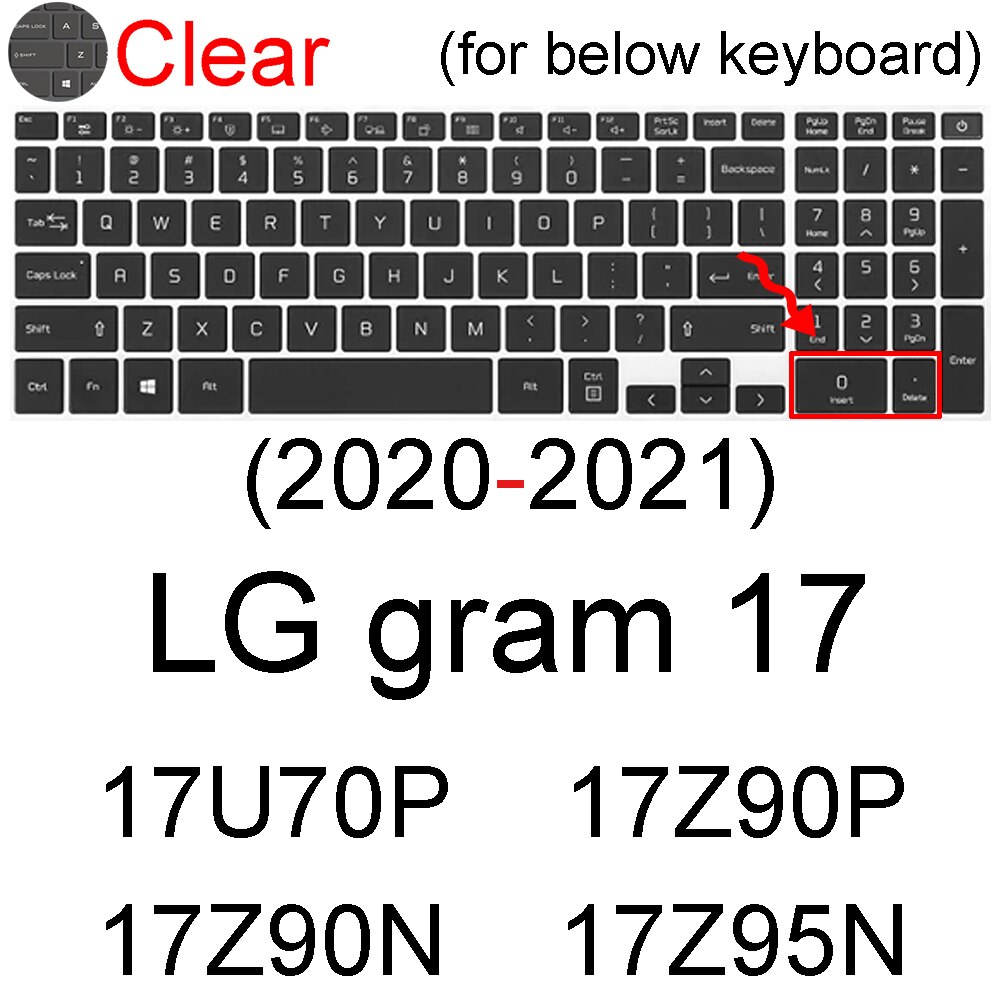 Funda de teclado para LG gram, Protector de silicona para PC Ultra, 15, 15Z950, 15Z970, 15Z975, 15Z980, 15Z990, 15Z995, 15Z90N, 15Z95N, 15,6: Clear gram 17