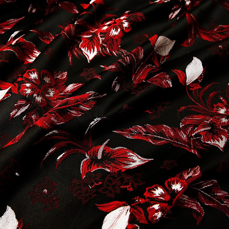 Satin jacquard tøj stoffer let luksus stof symaterialer til kjoler satin kjole og kjole med broderi: Rød / 50 x 145cm