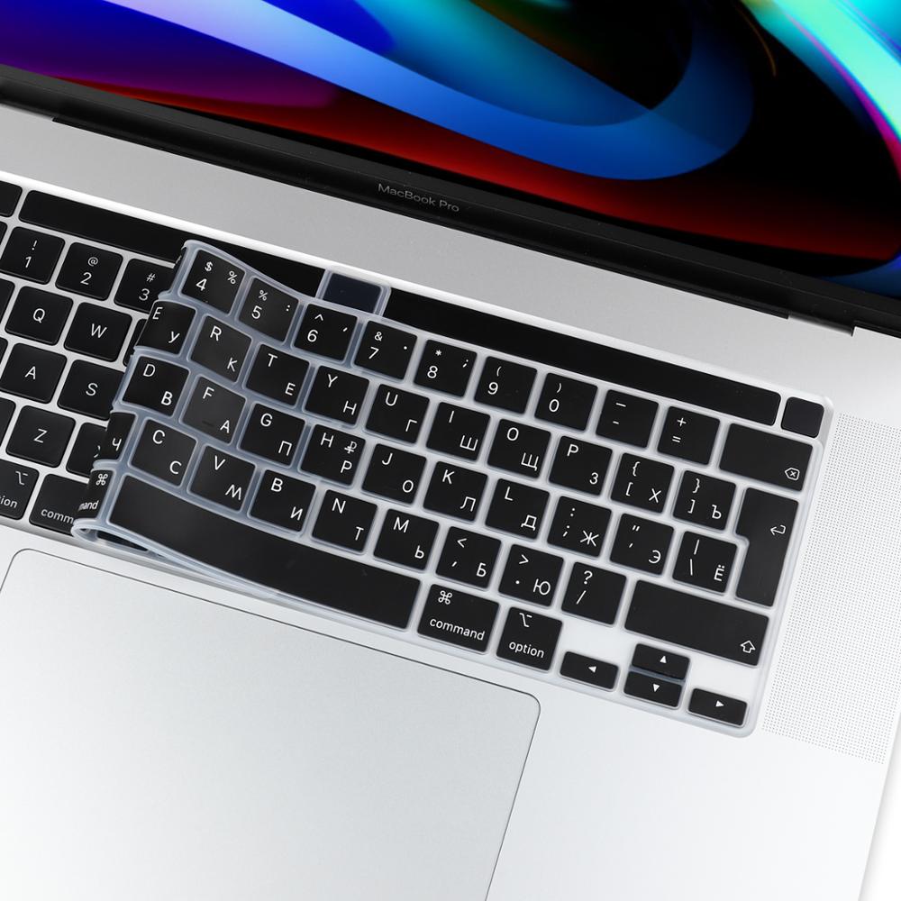 EU/UK/ US typ TPU przezroczysta obudowa klawiatury dla Macbook najnowszy Pro 13 2020 A2338 A2289 Pro 16 cali 2019 A2141Touch Bar klawiatura skóra: EU Russian black