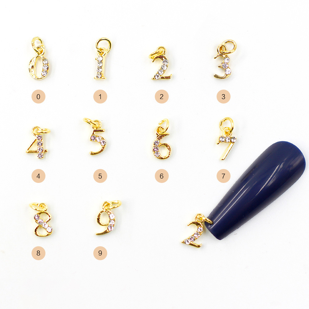 12 Personal Zodiac Nail Piercing Charm Star Sign Trendy Dangle Pendants Constellation Hoop Unique Heart Nail Pendants Charm 10pc: gold 0-9