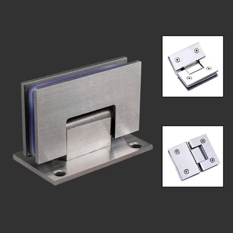 90 Degree Shower Door Brushed Stainless Steel Hinge Clamp Wall Bracket for Bathroom 8-12mm Thick Glass Door Replacement