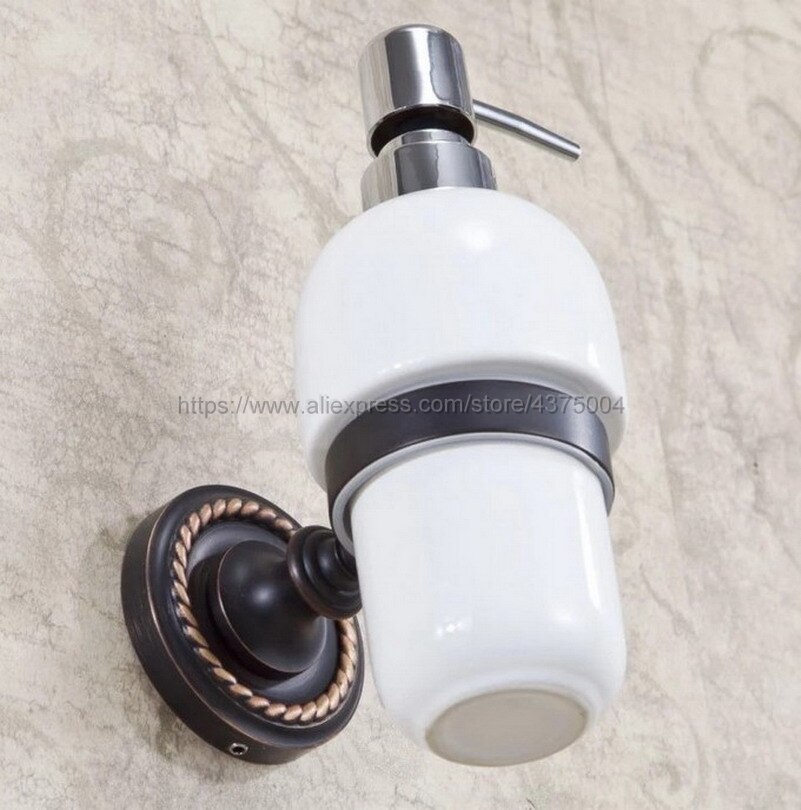 Oil Rubbed Bronze Bathroom and Kitchen Ceramic bottle liquid Soap Dispenser Wall Mounted Soap dispensers Holder rack Nba218