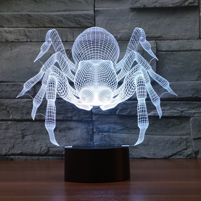 Lampe araignée d'halloween, 3d décorations de fête colorées, veilleuse tactile, scène d'halloween, accessoires réalistes, fournitures de festival, jouets amusants