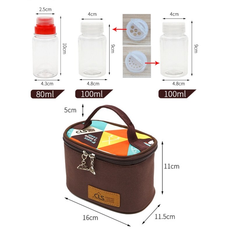 7 pcs Portable Spices Seasoning Jar Bag BBQ Organizer Seasoning Bottles Set for Camping BBQ Picnic